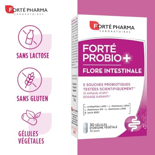 Forté Pharma - Forté Probio+ Intestinal Flora - Food supplement - Probiotic strains, intestinal comfort - Lactobacillus rhamnosus - Gastro-resistant capsules - 30 capsules, 1/day - Image 6