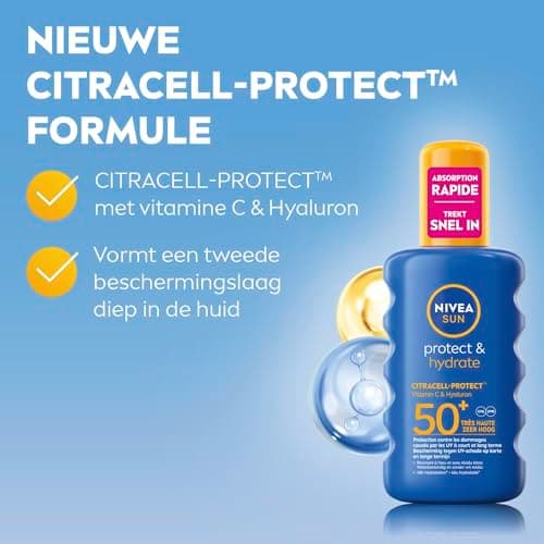 NIVEA SUN Spray Solaire Protect & Hydrate SPF 50+ 200 ml — Crème Solaire résistante à l'eau — Protège et Hydrate — Haute Protection Visage et Corps - Image 6