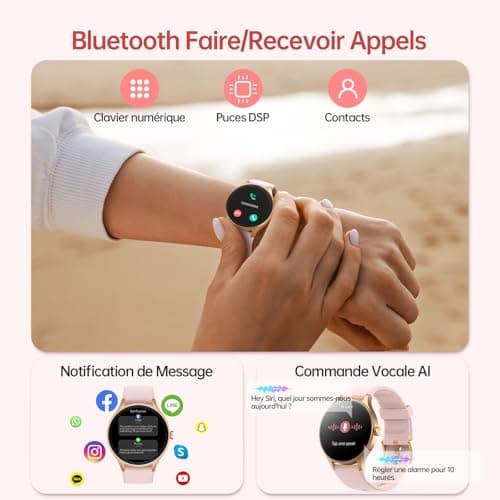 Unisex Round Smartwatch (2 Bracelets), 1.27 Inch HD 40 mm Smartwatch for iOS, Samsung, Android, Sports Watch with Bluetooth Call, Health and Sleep Tracking, 120 Sports Modes, IP68 Waterproof - Image 4