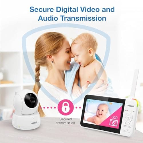 VTech VM924 5" Baby Camera Baby Monitor 720P HD, 360 Degree View Angles, Remote Pan-Tilt-Zoom, Night Vision, Intercom Function, Temperature Sensor - Image 3
