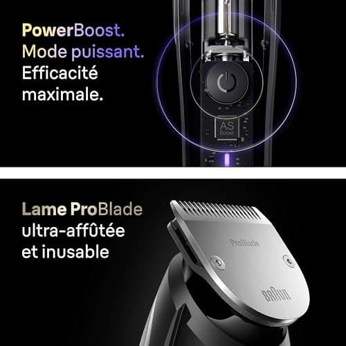 Braun Tondeuse À Barbe Series 9, + 7 Outils De Barbier, Mode PowerBoost, Lame ProBlade, 180 Min D'autonomie, Dégradé, 50 Longueurs, Molette De Précision Et Verrouillage, Étanche, BT9520, Chrome - Image 4