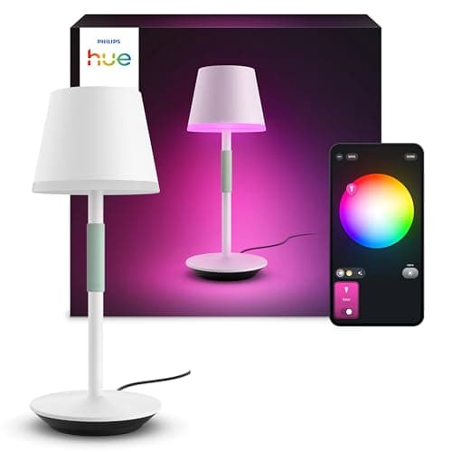 Philips White and Color Ambiance, lampe à poser portable Hue Go Portable Blanche, lampe connectée Philips Bluetooth, 370 lm, 16 m de couleurs, compatible Alexa, Google Assistant et Apple Homekit - Image 2