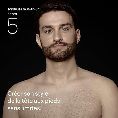 Braun Tondeuse Tout-En-Un Series 5, 9-En-1, Lame Ultra Affûtée, 120 Min D’autonomie, Protection SkinGuard Pour Le Corps, Coupe Précise Et Efficace, Manche AquaGrip Pratique Sous L'eau, AIO5545, Gris - Image 3