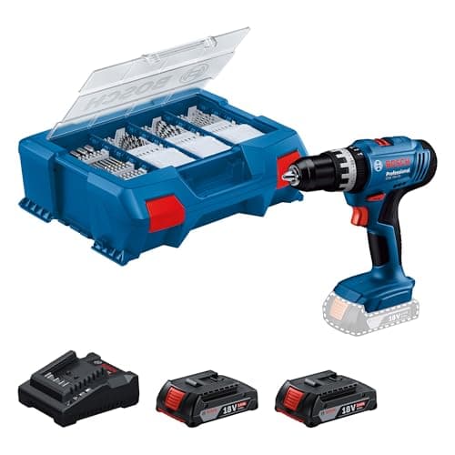 Bosch Professional 18V System cordless impact driver GSB 18V-25 (max. screw diameter 10 mm, with 2 GBA 2.0 Ah batteries, GAL 18V-20, access set 63 pieces, L-Case Pick & Click) - Image 2