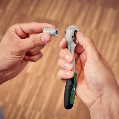 Bosch Set de 57 cliquets 1/4" + 1/2" (pour divers bricolages ; 55 accessoires ; couple élevé ; bouton de verr. ; inverseur ; manche courbé ; Softgrip ; coffret de transport) - Image 3
