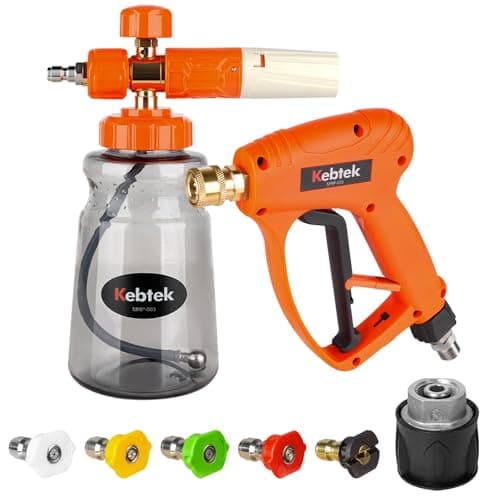 Kebtek High Pressure Washer Gun 5200 PSI with 1L Foam Cannon and 5 Nozzle Tips for Car Wash, Adapter Compatible Karcher K2-7 (MRP-003-B) - Image 2