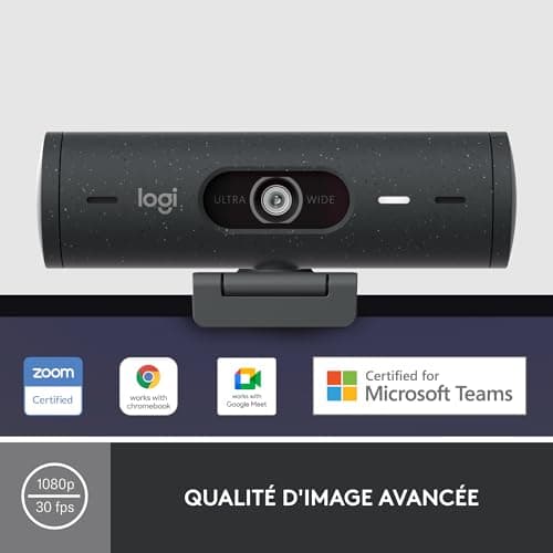 Logitech Brio 500 HD Streaming Webcam with Expo Auto, Show Mode, Dual Noise Cancelling Microphones, Privacy Webcam Flap, Compatible with Microsoft Teams, Google Meet, Zoom, USB-C Cable - Graphite - Image 3