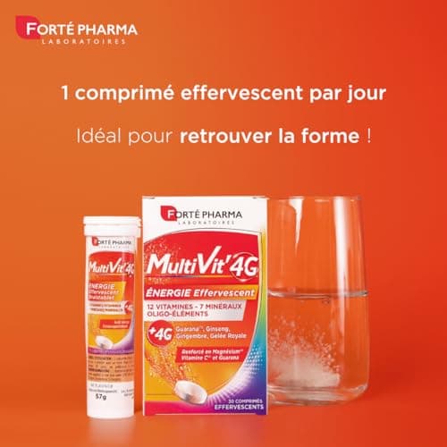 Forté Pharma - Multivit' 4G Effervescent Energy | Food Supplement Form and Tone - 12 Vitamins and 7 Minerals | 60 Effervescent Tablets - Image 5