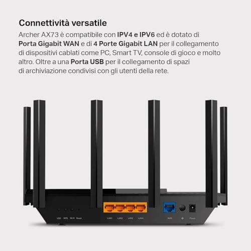 TP-Link 6 AX 5400Mbps Dual-Band WiFi Router, 5 Gigabit Ports, 6 High Performance Antennas, OneMesh, WPA3, Parental Control, 1 USB 3.0 Port, (Archer AX73) - Image 5