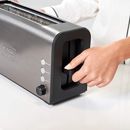 BLACK+DECKER BXTO1000E - Toaster 1000W, extra long slot, 3 functions, 7 browning levels, STOP function, crumb collector, stainless steel - Image 9