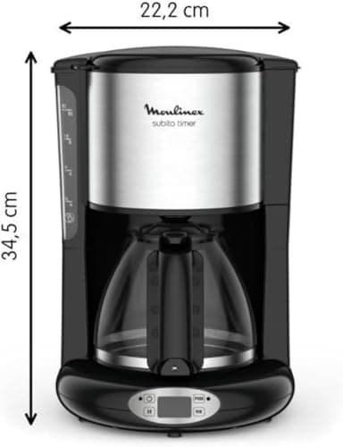 Moulinex Drip Coffee Maker, 1.25 L Capacity, 10 to 15 Cups, 24 Hour Programming, Keep Warm, Subito FG362810, Black - Image 7
