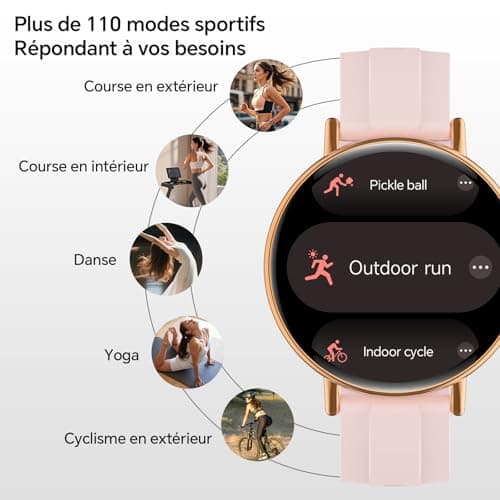 Women's Smart Watch for Samsung, iPhone, Android, 1.27 Inch Women's Smart Watch with Bluetooth Call, Voice of AI, Heart Rate Monitor, Sleep, SpO2, Waterproof IP68, 110+ Sports Modes - Pink - Image 7