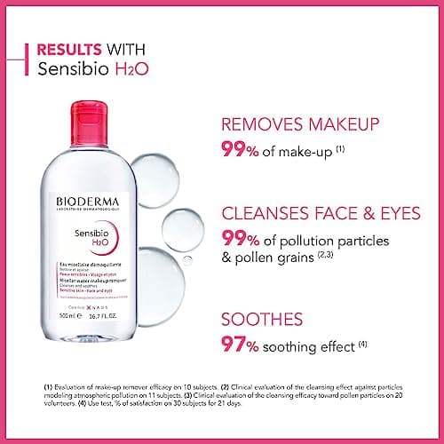 BIODERMA Créaline H2O - The original micellar water, cleansing and make-up remover - Removes makeup, pollen and pollution residues - Sensitive skin - 500 ml bottle - Image 4