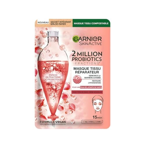 GARNIER Skin Active - Masque Visage Tissu 2 Million Probiotics - Masque Réparateur - Éclat & Hydratation - Enrichi en Fractions de Probiotiques - Vegan & Cruelty Free - Tous Types de Peaux - x1 - Image 3