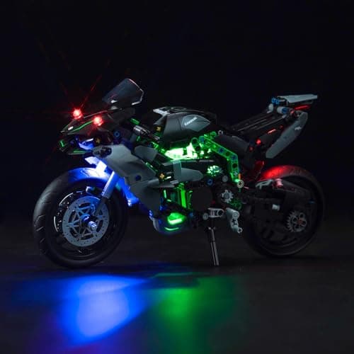 BrickBling LED Motorcycle Light Kit Lego Technic Kawasaki Ninja H2R (No Lego) Decorative Lighting Kit for Lego 42170 Kawasaki Ninja H2R Motorcycle Creative Toys, DE-42170-P64101 - Image 2
