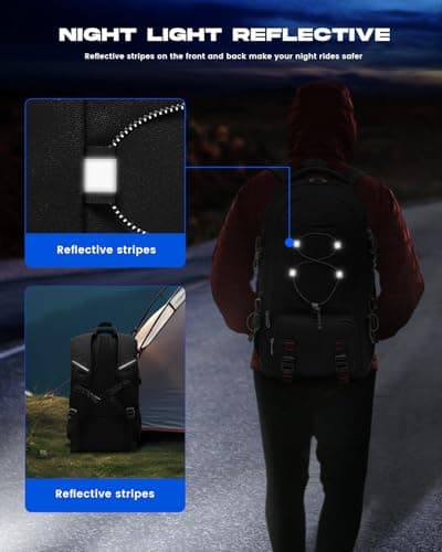 Travel Backpack, 45L Waterproof Hiking Large Capacity Laptop Backpack 17.3 Inches Trekking Men Women for Outdoor Sports Camping – Black - Image 6