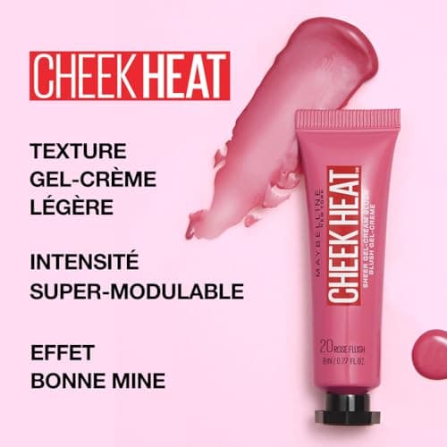 Maybelline New-York - Blush gel crème - Cheek Heat - Teinte : 20 ROSE FLASH - Contenance : 10ml - Image 6