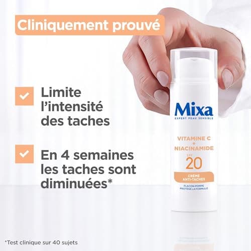 Mixa - Anti-Spot Cream SPF 20 with Vitamin C and Niacinamide - Dull and uneven skin tones - Uniforming brightening - Light and refreshing texture - Antioxidant pump bottle - 50 ml - Image 6