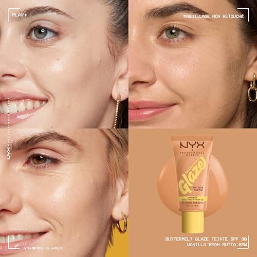 NYX Professional Makeup - Fond de Teint Hydratant SPF30 - Tenue Longue Durée Jusqu'à 12h - 93% d'Ingrédients Soin - Formule Vegan - Buttermelt Glaze Tint - Teinte : Vanilla Bean Butta - 30ml - Image 5
