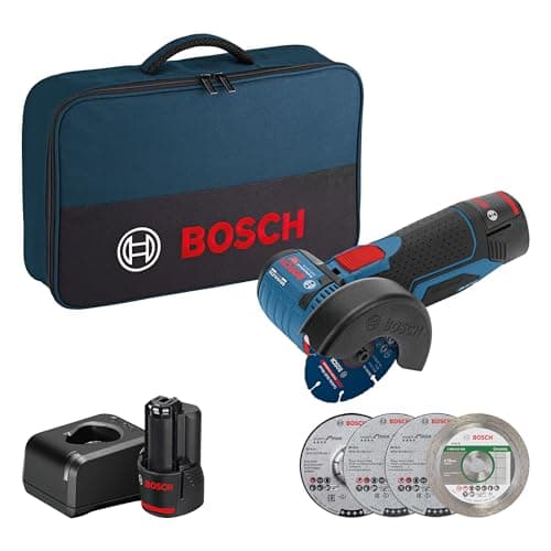 Bosch Professional 12V System Cordless Angle Grinder GWS 12V-76 (with 2 x 2.0 Ah batteries, 5-piece cutting disc set/grinding grinder, bag) - Image 2