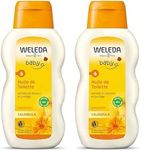 WELEDA - Calendula Toilet Oil - Gently cleanses and protects - For the daily toilet of babies and young children - NATRUE* - Organic** - Vegan*** - 200 ml (Pack of 2)