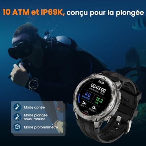 KOSPET Tank T4 Men's Smartwatch, Stainless Steel, GPS & Offline Maps, Waterproof 10ATM (45M Diving), 50 Day Battery, Bluetooth Calls, 24/7 Health Monitoring, Android and iOS (Silver) - Image 4
