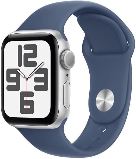 Apple Watch SE (2nd Generation) 40mm GPS Smartwatch with Silver Aluminium Case and Sport Denim Strap (S/M) - Activity Tracking, Sleep Tracking, Accident Detection, Heart Rate Monitoring - Image 1