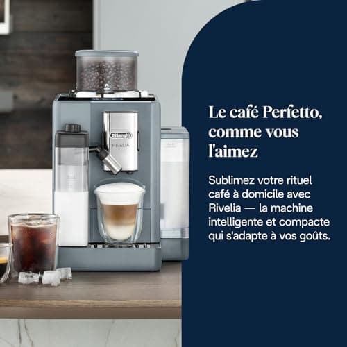 De’Longhi Rivelia - Perfetto Machine à Café Automatique avec LatteCrema Mousseur à Lait Automatique, 16 Boissons Enregistrées, Écran Tactile Couleurs, Conteneurs Interchangeables, Gris (EXAM440.55.G) - Image 3