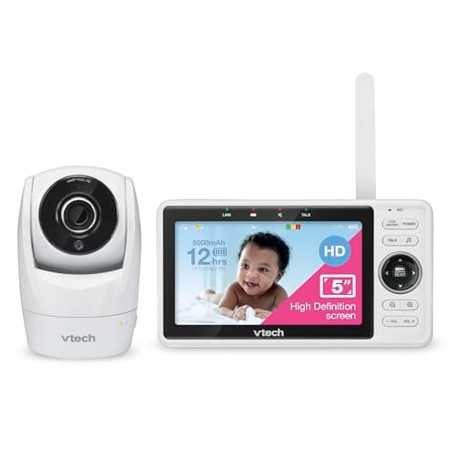 Vtech Smart Baby Monitor VM901-1W 5" LCD Display, 1080P Camera, 120° Wide Angle View, Night Vision, Remote Pan-Tilt Zoom, Two-Way Talc, Works with iOS and Android, WiFi - Image 2