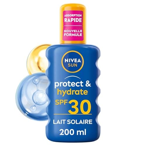 NIVEA SUN Spray Solaire Protect & Hydrate SPF 30 200 ml — Crème Solaire résistante à l'eau — Protège et Hydrate — Haute Protection Visage et Corps - Image 3