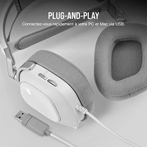 Corsair HS80 RGB USB Premium Gaming Headset with Dolby 7.1 Surround Sound (Broadcast Quality Microphone, Breathable Microfibre Fabric, High-Fidelity Audio, Durable Construction) White - Image 7