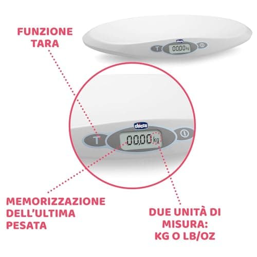 Chicco Electronic Baby Scales, Baby Scales with LCD Display for Newborns and up to 20 kg, Tracks Your Child's Growth, Memorizes the Last Weighing, with Tare Function – White - Image 3