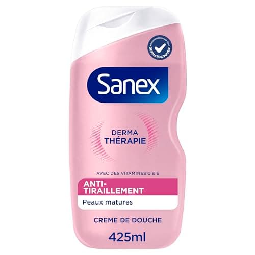 SANEX Derma Thérapie Crème de douche anti-tiraillements | peaux matures |*aide à réparer les peaux squameuses et à réduire les tiraillements|complexe d’acides aminés breveté et vitamines C et E- 425ML - Image 3