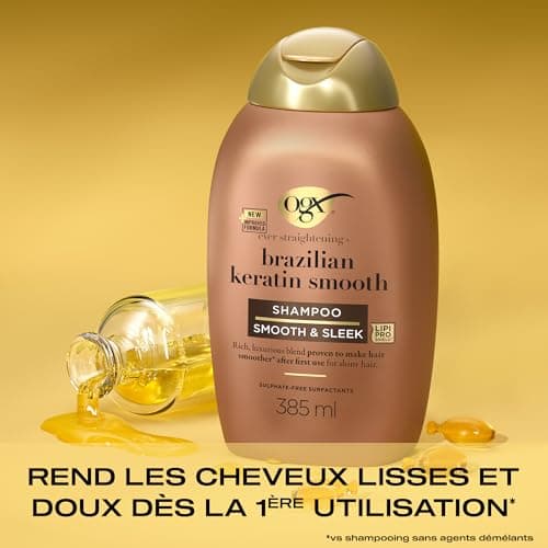 OGX Brazilian Keratin Therapy Shampoo (385 ml Bottle) - Brazilian Keratin Smoothing Shampoo - Paraben & Sulfate Free Hair Care - Image 5