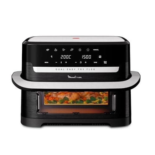 Moulinex Easy Fry Dual Flex, Air Fryer, Large Drawer 9L, Double Zone, Removable Divider, Up to 8 People, 7 Intuitive Programs, EZ9228F0, Black, Black - Image 3