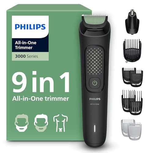 Philips Tondeuse tout-en-un Multigroom série 3000 9 accessoires - Tondeuse pour barbe, cheveux et corps, Lames auto-affûtées respectueuses de la peau, 12 hauteurs de coupe, Modèle MG3946/15 - Image 2