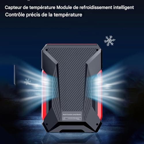 Démarreur de Batterie de Voiture, Boîte de Démarrage Portable pour Batterie de Voiture, Accessoires Longue Durée pour Booster Automobile et Gonfleur de Pneus pour Travail Vacances et Fêtes - Image 8