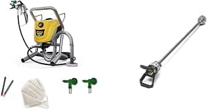 WAGNER Airless 250M Spray Paint Gun, Lacquers and Varnishes and Worm + Control Pro HEA Nozzle Extension for High Walls, Ceilings and Floors, 30 cm, Grey