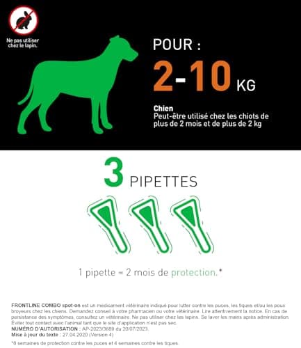 FRONTLINE Combo Dog - Anti-Flea, Tick, Lice Crusher - Protects the Home - Removes Fleas for 8 Weeks/Ticks for 4 Weeks - For Small Dogs 2 to 10 kg - 3 Spot-On Pipettes - Image 6