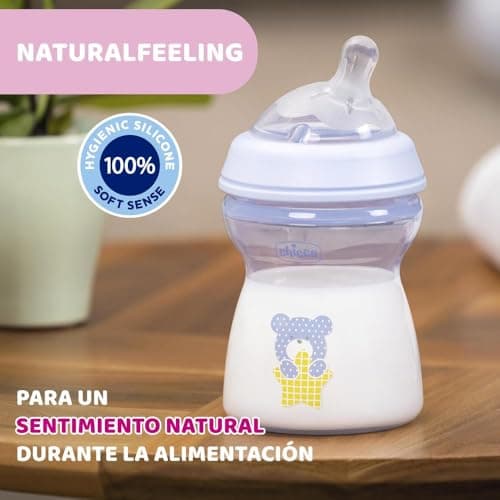 Chicco Natural Feeling Anti-Colic Bottle 2M Plus 250 ml with Silicone Teat - Medium Flow - Blue - Image 7