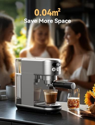 Neretva Machine a Cafe 20 Bar, Cafetière Expresso 1350W Compacte En Acier Inoxydable Avec Mousseur À Lait & Écran LED Machine à Cafe Utiliser Pour La Maison Capacité 1,3L - Espresso/Macchiato/Latte - Image 8