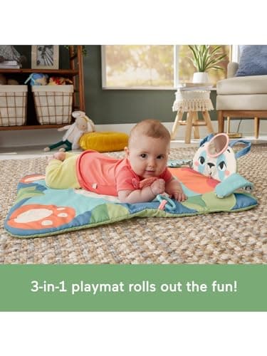 Fisher-Price 3-in-1 Panda Rolling Play Mat, 90% Post-Consumer Recycled Plastics, FSC Certified Packaging, 2 Toys Included, Baby Toy, HKD65 - Image 3