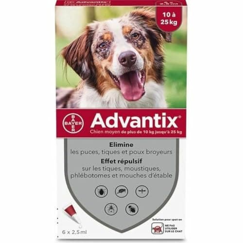 Advantix Spot on Dog Anti-Tick and Flea Treatment 10 to 25 kg (6 Pipettes 2.5 ml) - Image 2