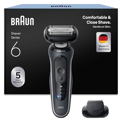 Braun Rasoir Electrique Homme Series 6 62-G1200SI Gris, Etanche, Lames Flexibles Pour Raser Doucement La Barbe et Le Visage, 2 Modes De Rasage, Tondeuse De Précision, Coffret Avec Brosse De Nettoyage - Image 2