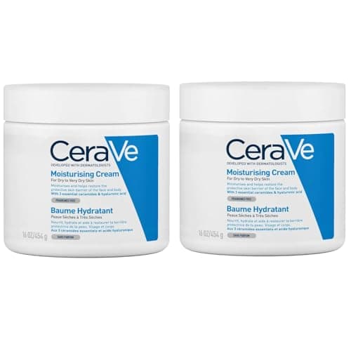 CeraVe Moisturizing Cream - With Hyaluronic Acid & 3 Essential Ceramides - Rich Hydration for Dry to Very Dry Face & Body, Suitable for Sensitive Skin (2 Pack) 16oz x 2 - Image 2