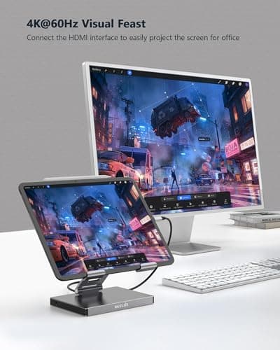 iPad Pro USB C Hub Stand, Adapter for iPad Pro M4 M2 M1 13 12.9 11 inch iPad Air Docking Station Foldable 4K 60Hz HDMI, PD Charging, SD/TF Card Reader, 3 USB 3.0, 3.5 mm Audio, iPad Dock Accessories - Image 6