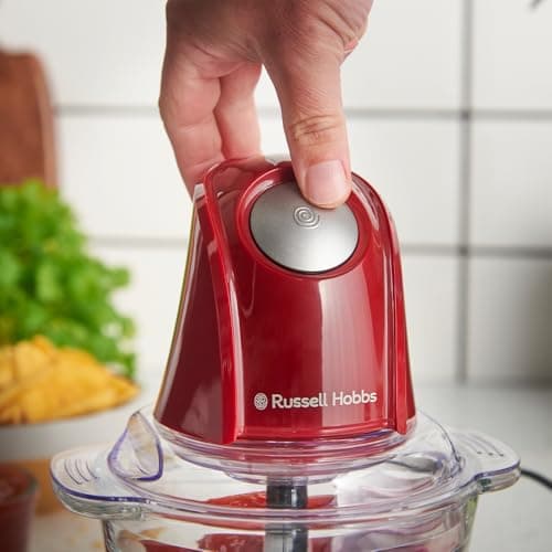 Russell Hobbs Mini Electric Food Chopper [Glass Bowl with Lid] Blender Desire Red (500 ml, Multi-purpose Blender: Fruit, Vegetable, Meat, Puree, Compact, Stainless Steel Blades, 350W) 27132-56 - Image 6