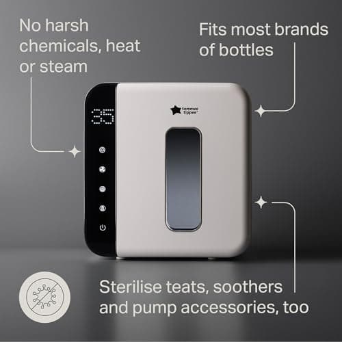 Tommee Tippee New & Improved Ultra UV Sterilizer, Drying & Storage for Bottles & Accessories, Kills Viruses & 99.9% Bacteria**, Vapor-Free, Slate - Image 5