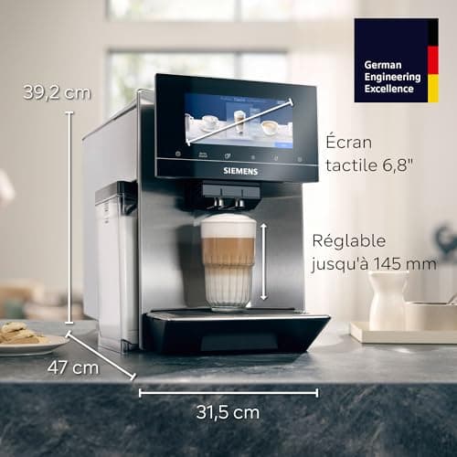 Siemens EQ900 Automatic Coffee Machine, BaristaMode, eGrinder, 6.8 Inch iSelect Display, Home Connect App, Stainless Steel, TQ903R03 - Image 3