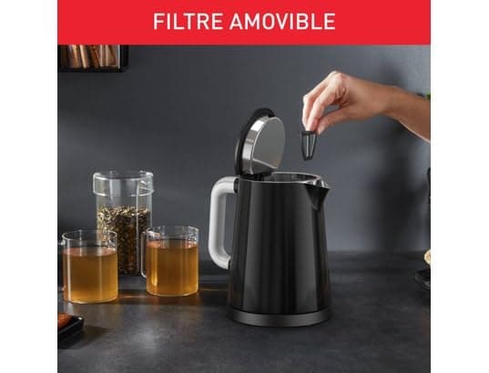 Tefal Electric kettle, Fast boiling, 1 L, Automatic Shutdown, Removable filter, Digital display, 5 temperatures, Keep warm 30 min, Stainless steel interior, Smart'N Light, Black, KO854830 - Image 3